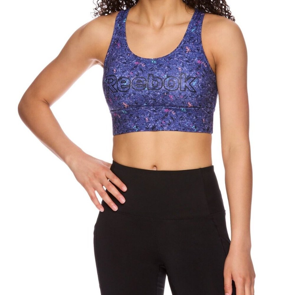 Reebok Printed DEEP COBALT Racerback SportsBra - Picture 3 of 3